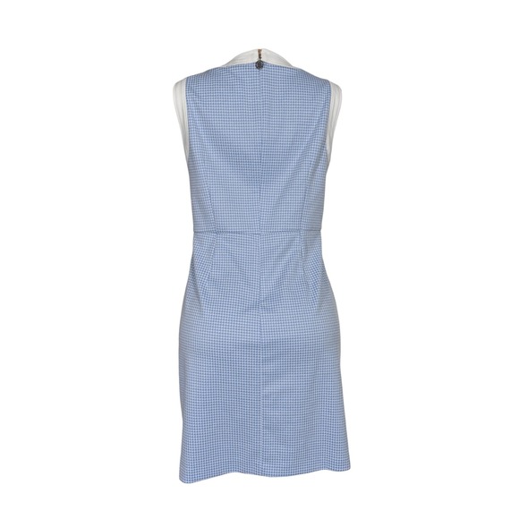Tommy Hilfiger Womens Blue White Houndstooth Button Front Sheath Dress Size 10 - Picture 5 of 8